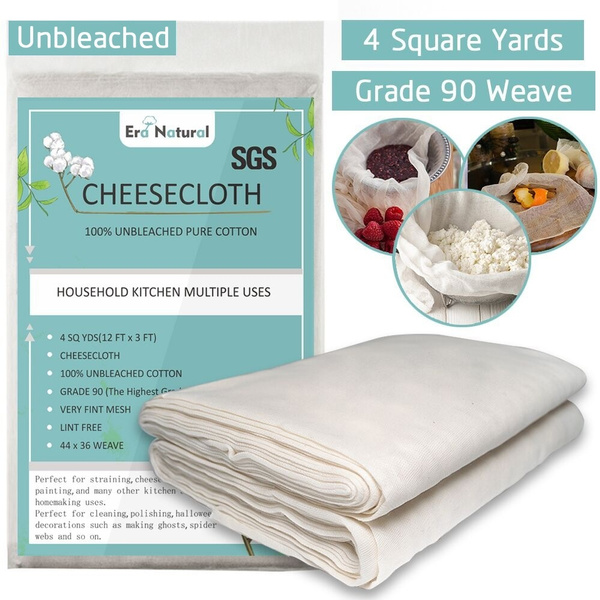 Cheesecloth for Straining Grade 90 4 Yards 100% Unbleached Cotton Fabric  Cheese Cloth,Washable and Reusable Butter Muslin Cloth Nut Milk Fruit Juice  Yogurt Strainer Oil Bag Halloween